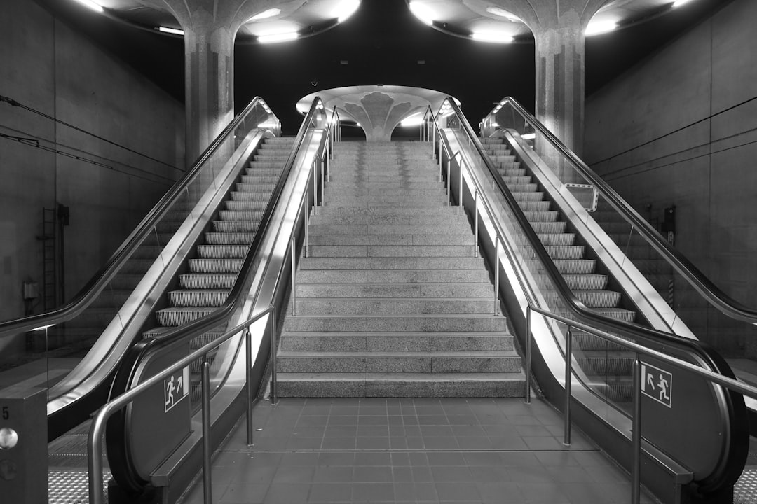 stairs between escalators