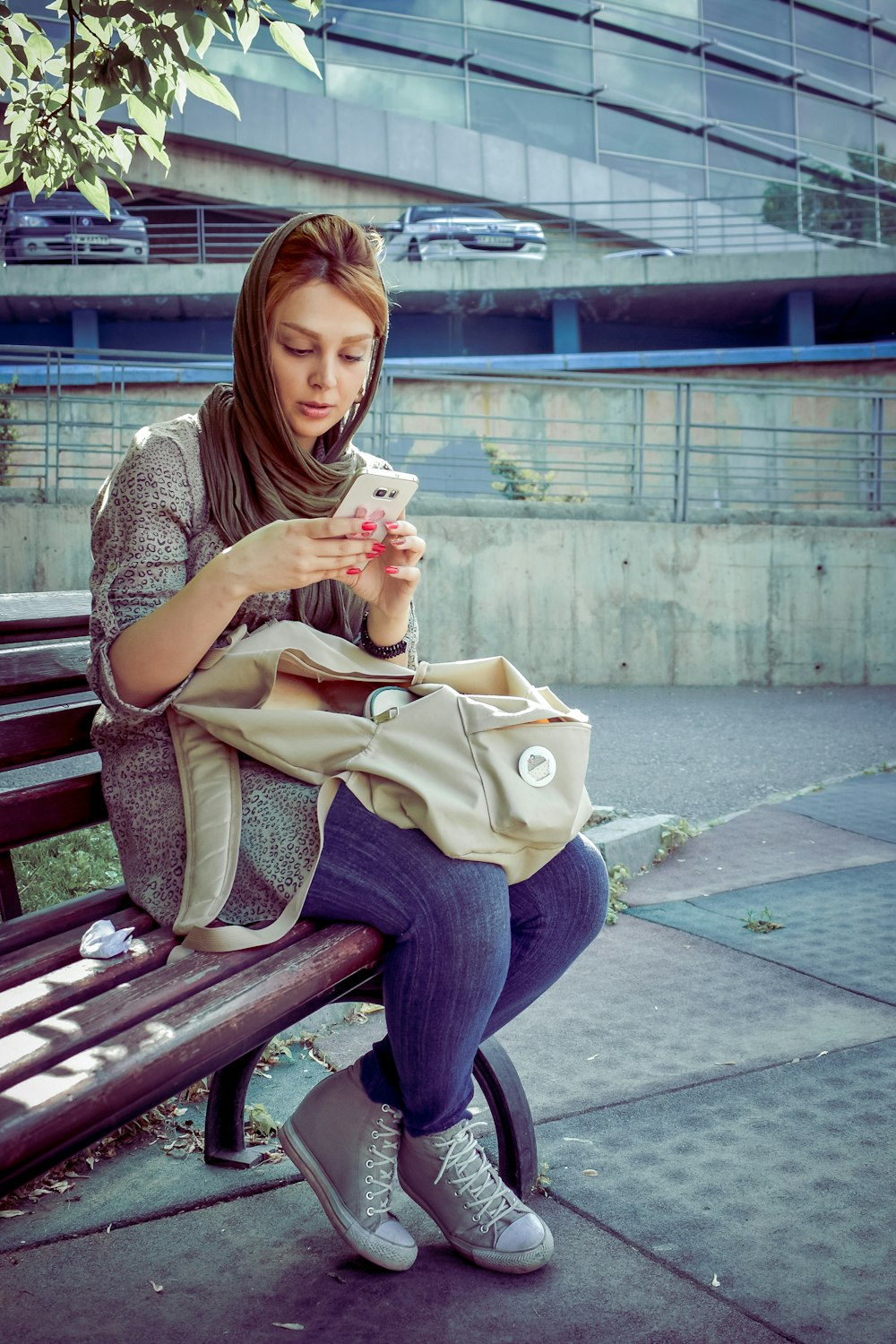 woman sitting on bench