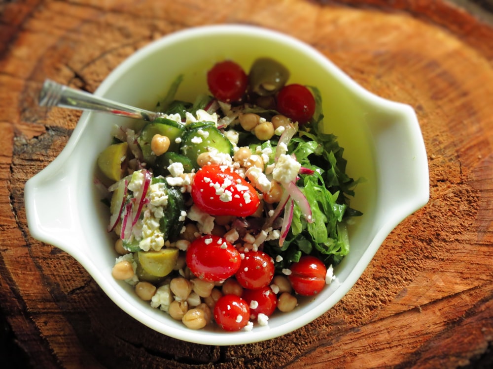 vegetables in white cup