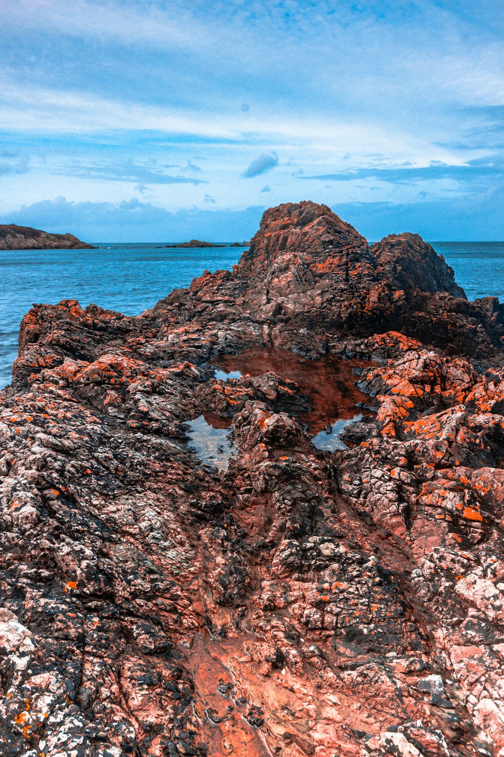 rock beside body of water