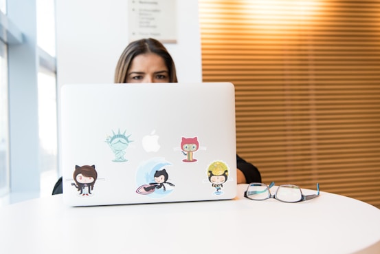 woman using MacBook