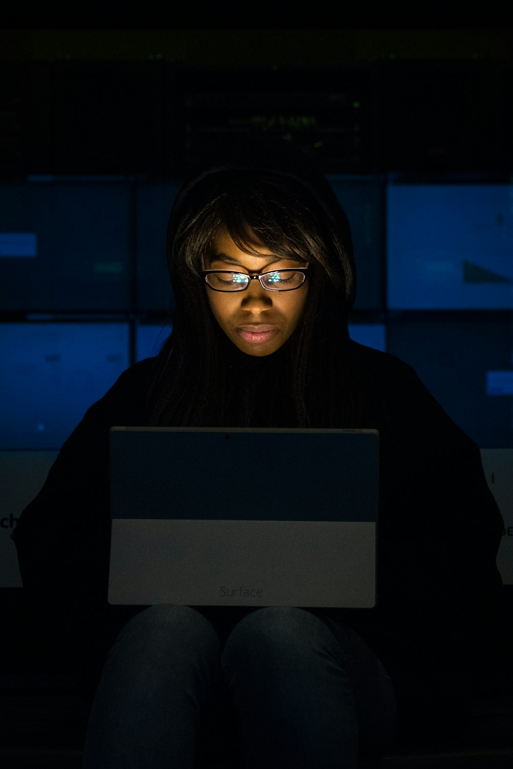 woman using laptop