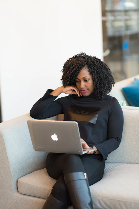 Businesswoman working on her laptop