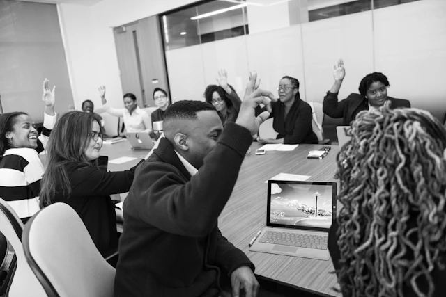 Public service staff attending a training room session