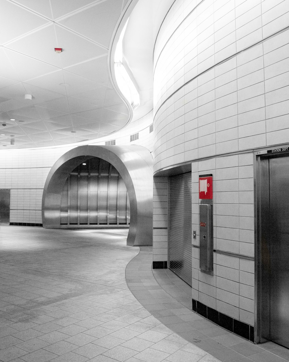 two closed gray elevators