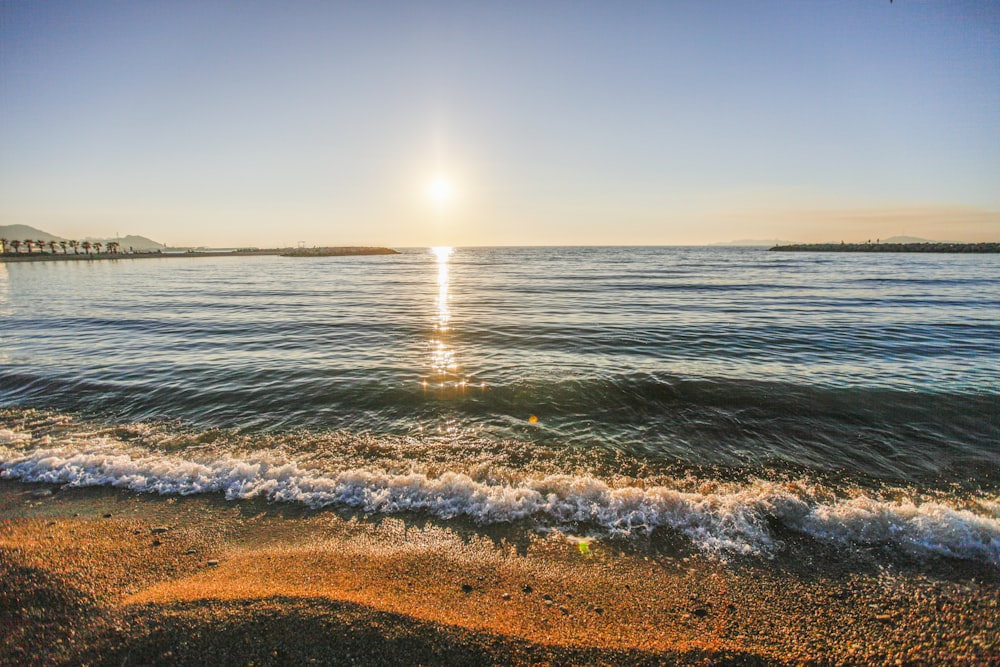 golden hour under body of water]