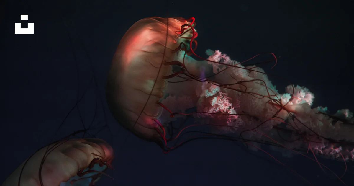 Foto Fotografía submarina de dos medusas rojas – Imagen Animal gratis ...