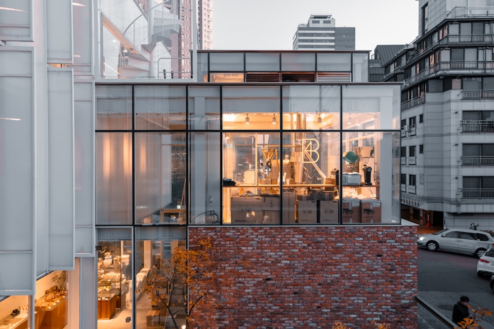 clear glass building