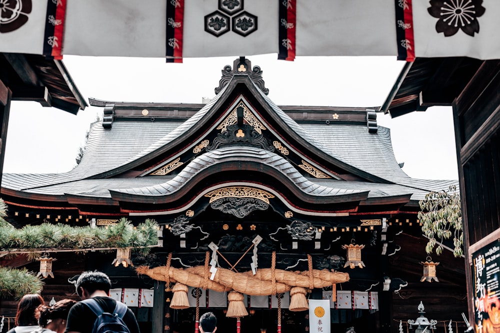 black temple under white sky