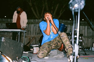 man using microphone