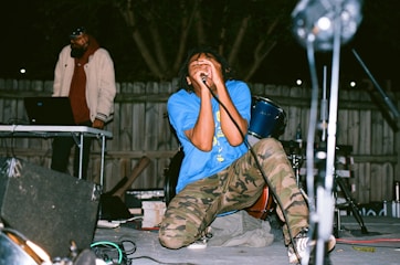 man using microphone