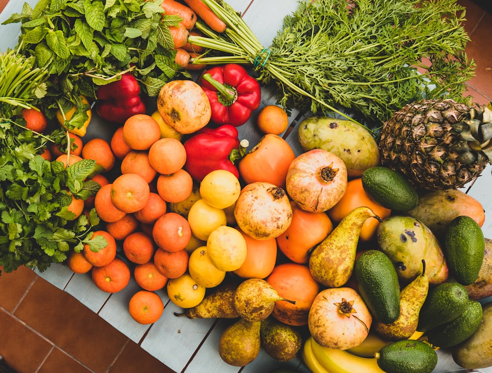 vegetables and fruits display