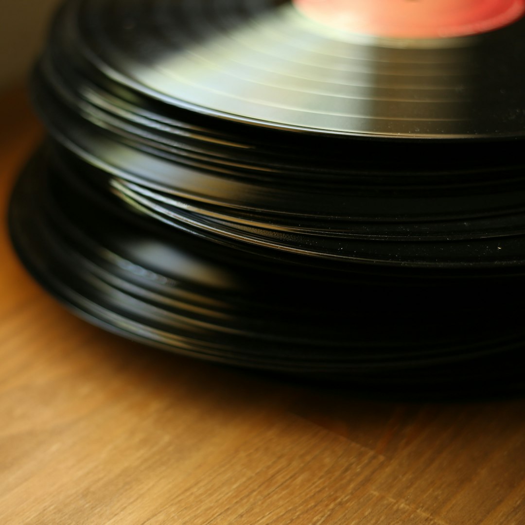 pile of vinyl discs