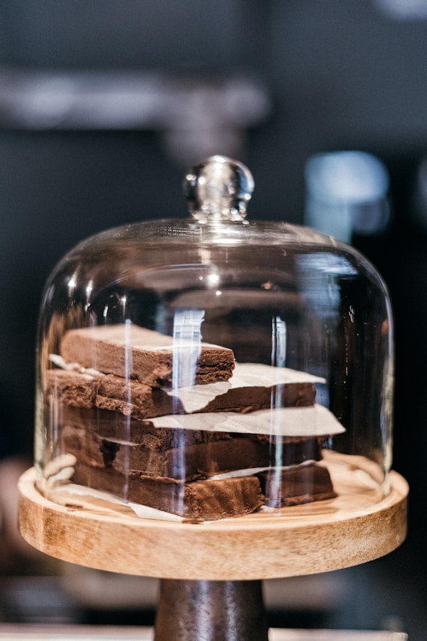 Brownies in cake dome