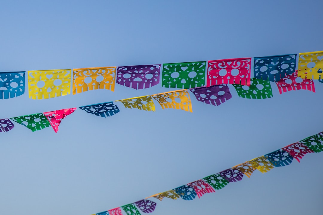 multicolored pennant flags