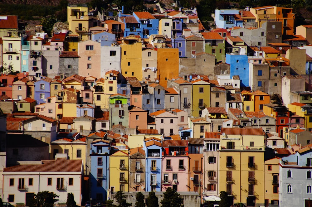 assorted-color houses