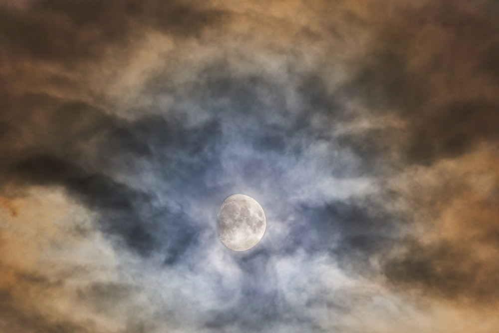 moon surround by clouds