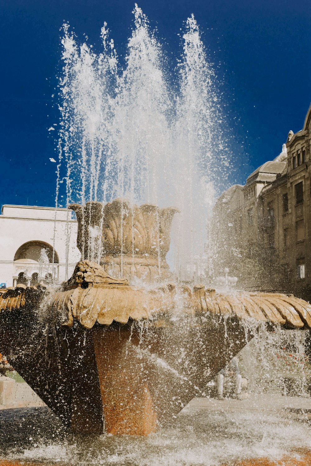 Brauner Wasserbrunnen im Freien tagsüber