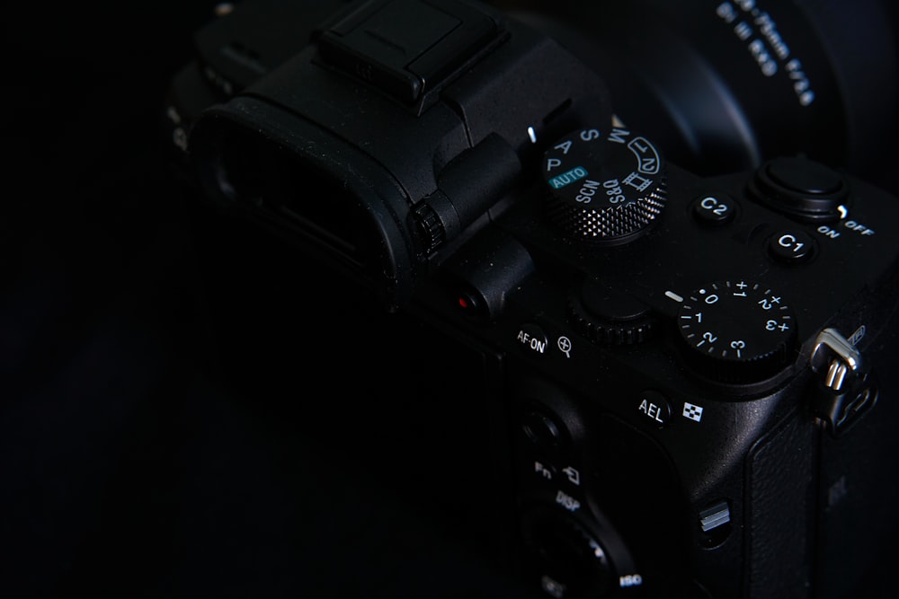 a close up of a camera in the dark