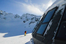person riding snow ski