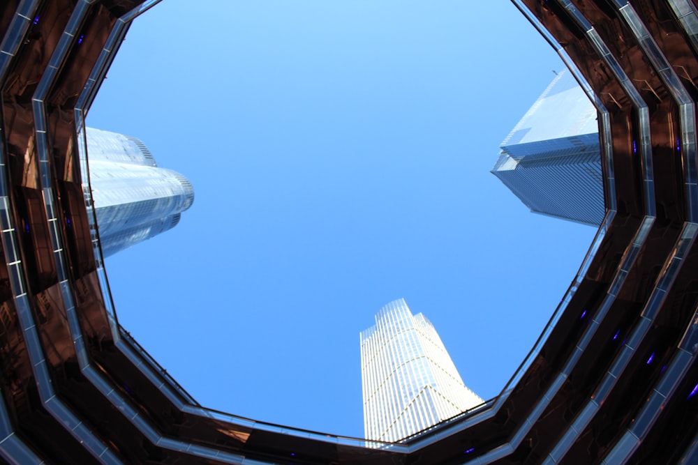 low angle photo of buildings