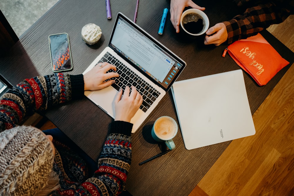 person using laptop