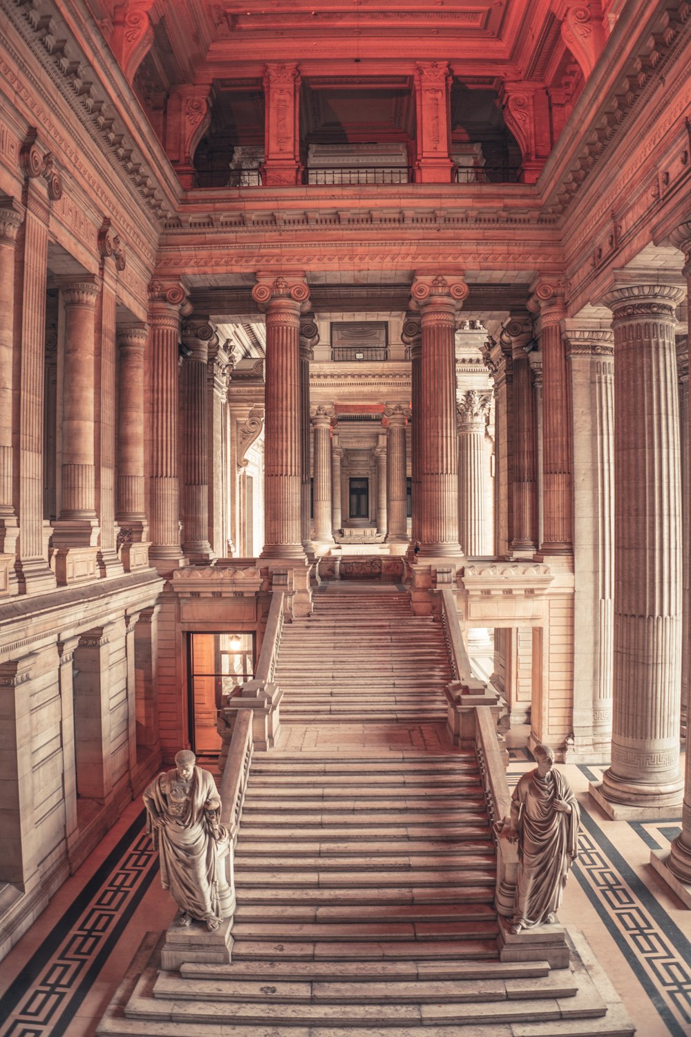 brown concrete stairs and pillars