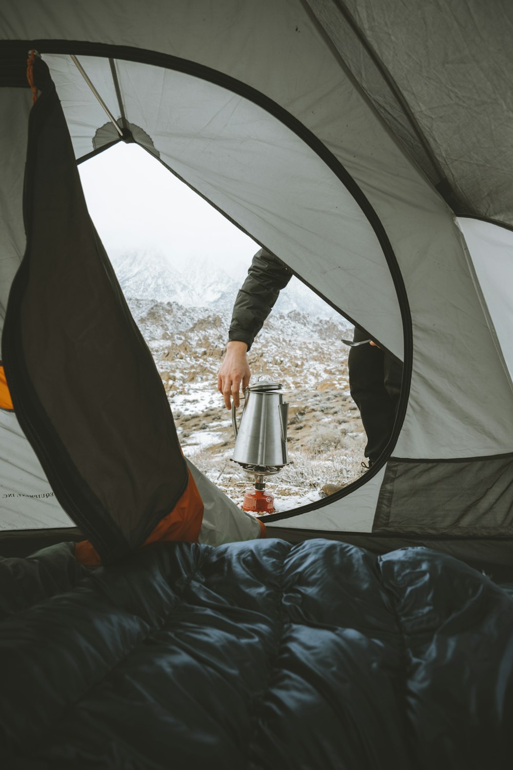 gray and orange tent