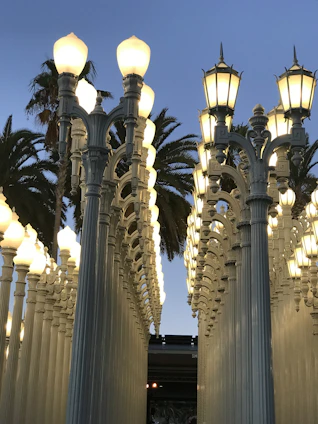 Evening shot of a well-maintained plot near Lulu Mall with street lamps glowing.