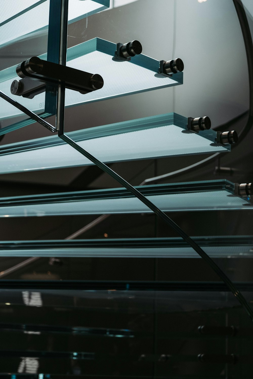 black framed glass stairs