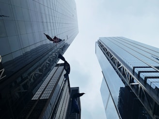 low angle photography of high-rise buildings