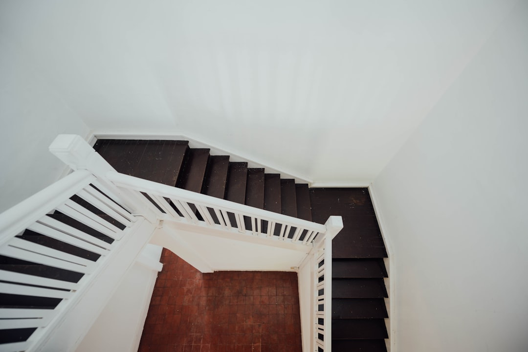 white and black spiral stairs