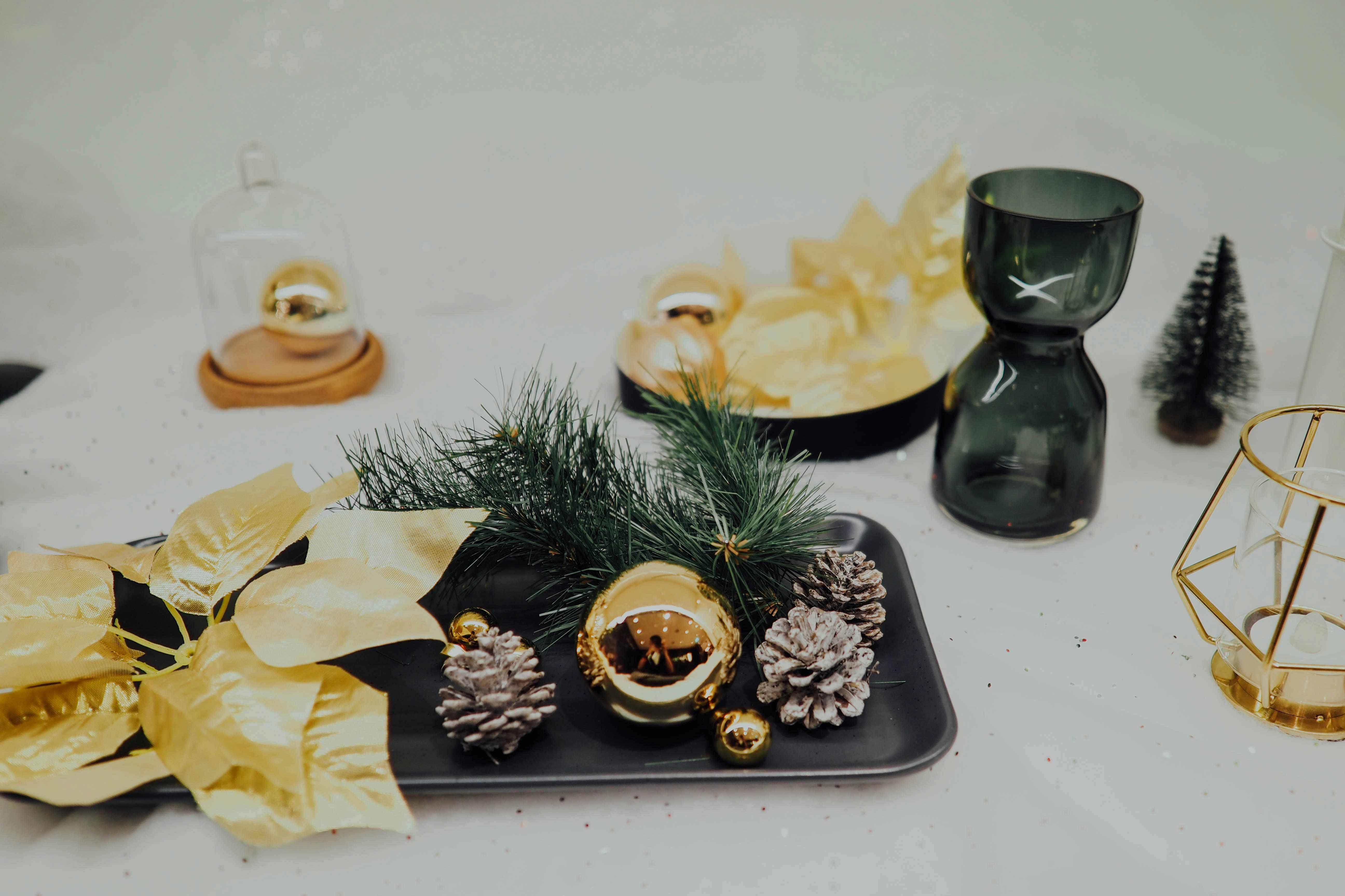 pine cones on tray