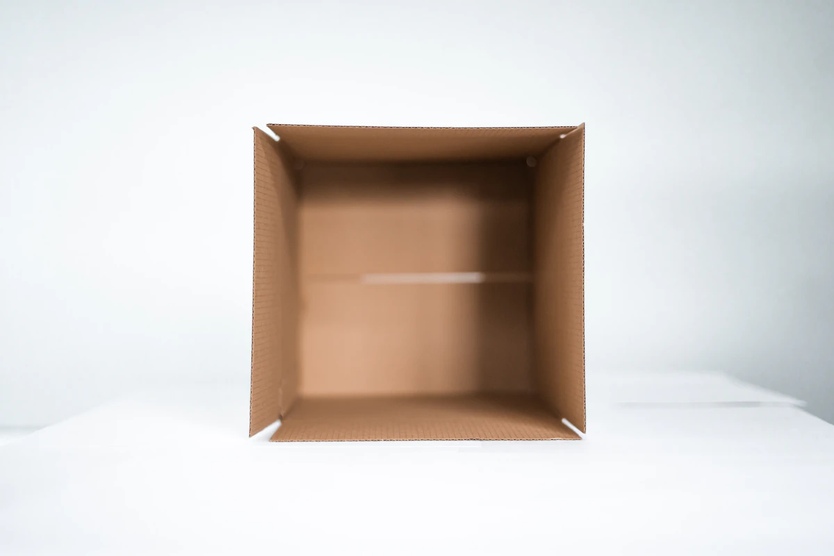 An open, empty cardboard box on a white background, symbolizing an online order that was paid for but never arrived