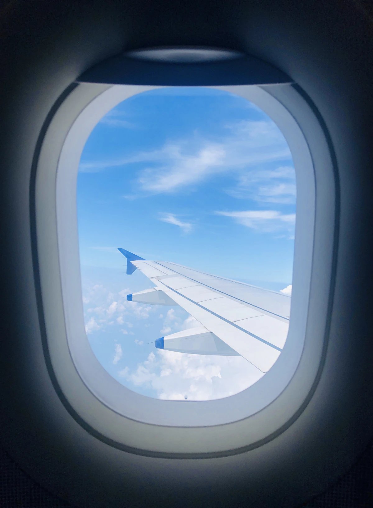 View of an aircraft wing from a passenger window