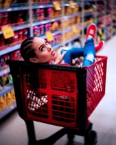woman in shopping cart