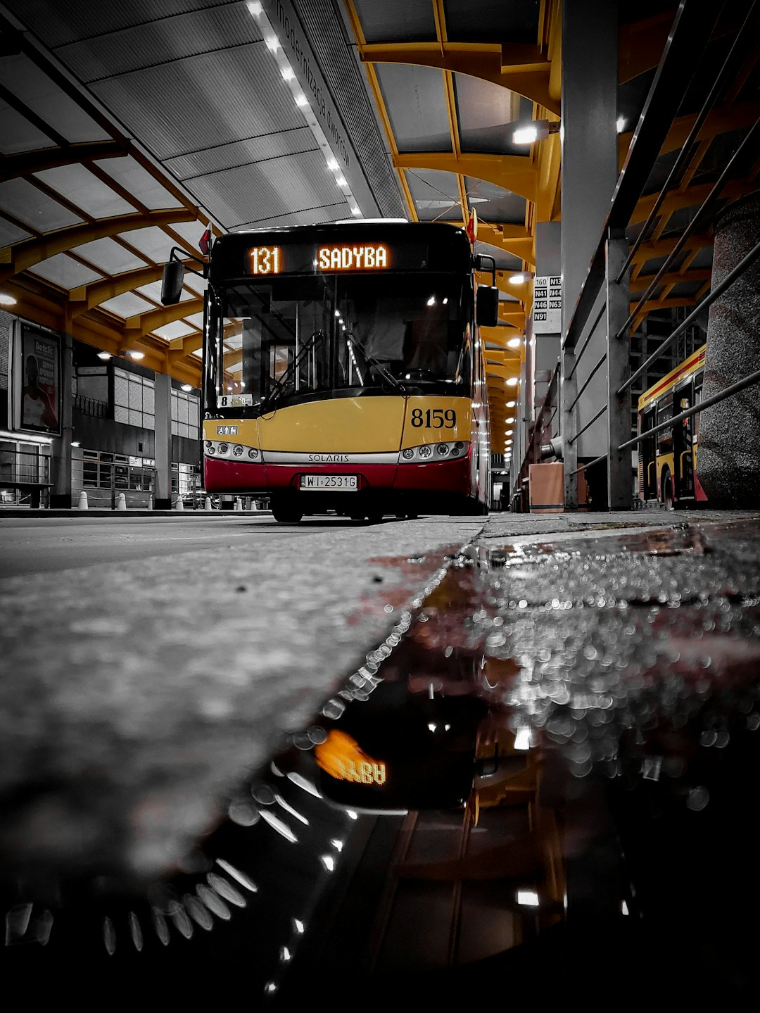 yellow and red bus