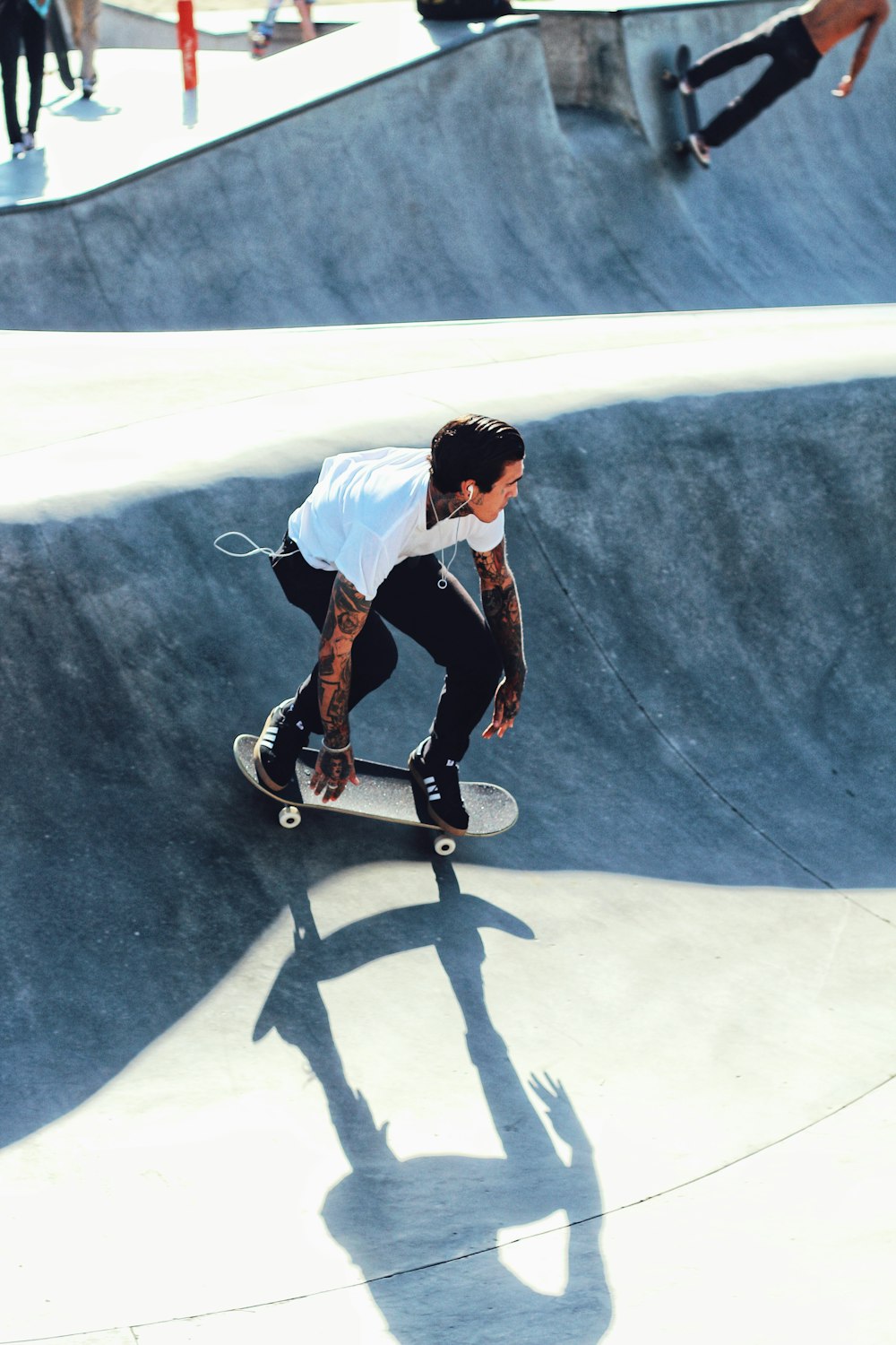 man skating on ramp