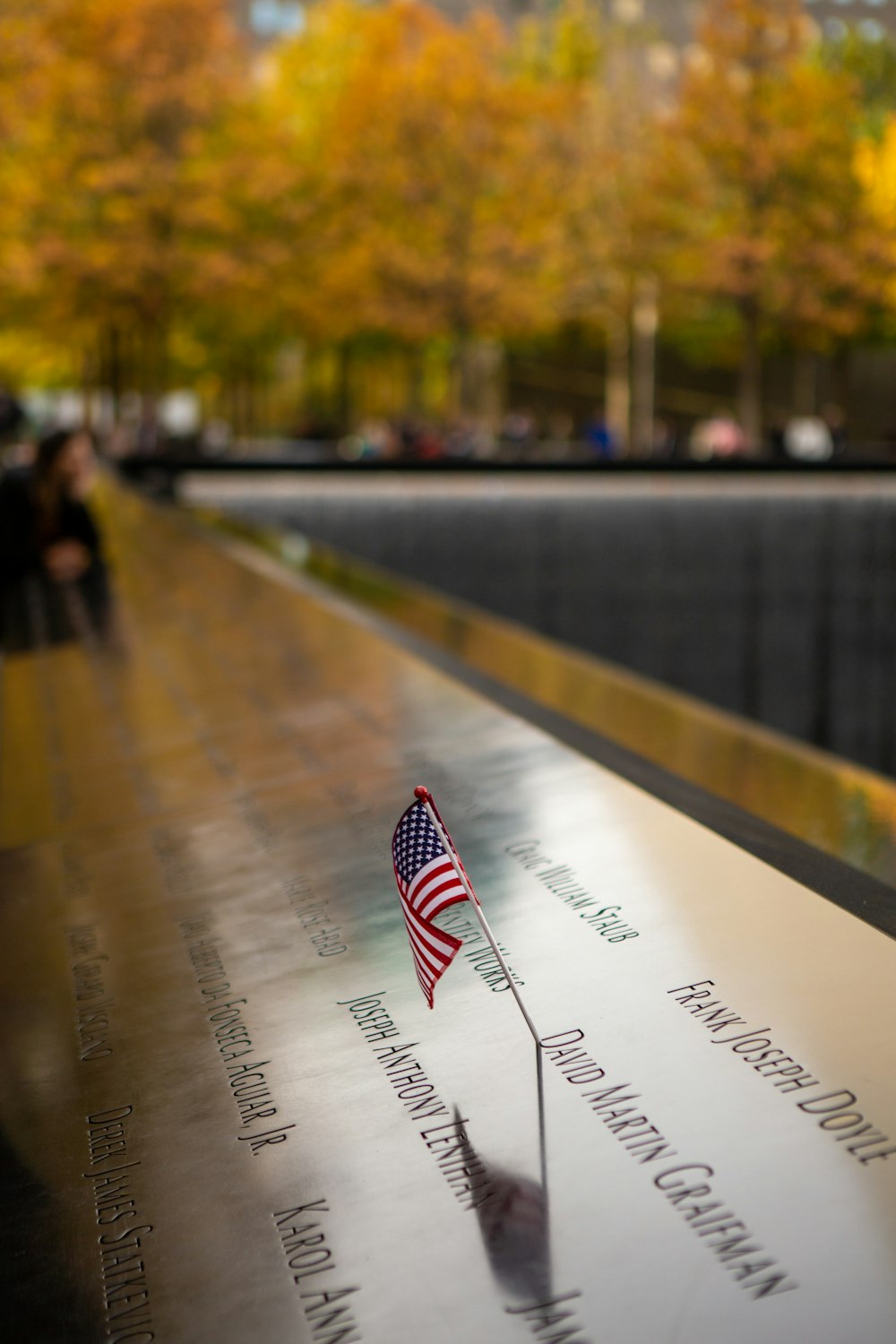 selective focus of mini USA flag