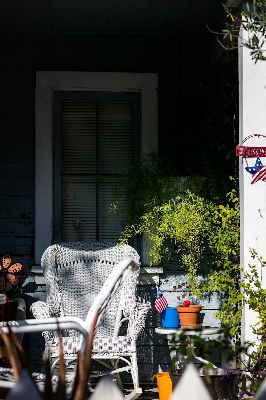 chair beside potted plant