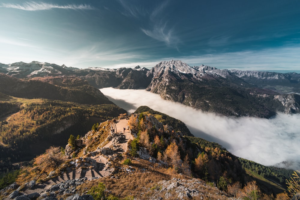 aerial photography of sea of clouds in the mountains