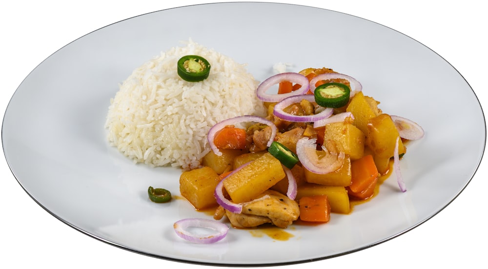 cooked rice with vegetables on plate