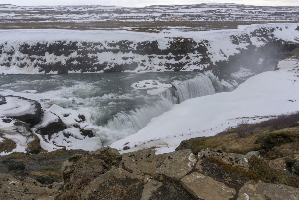 time-lapse photograph of waterfalls