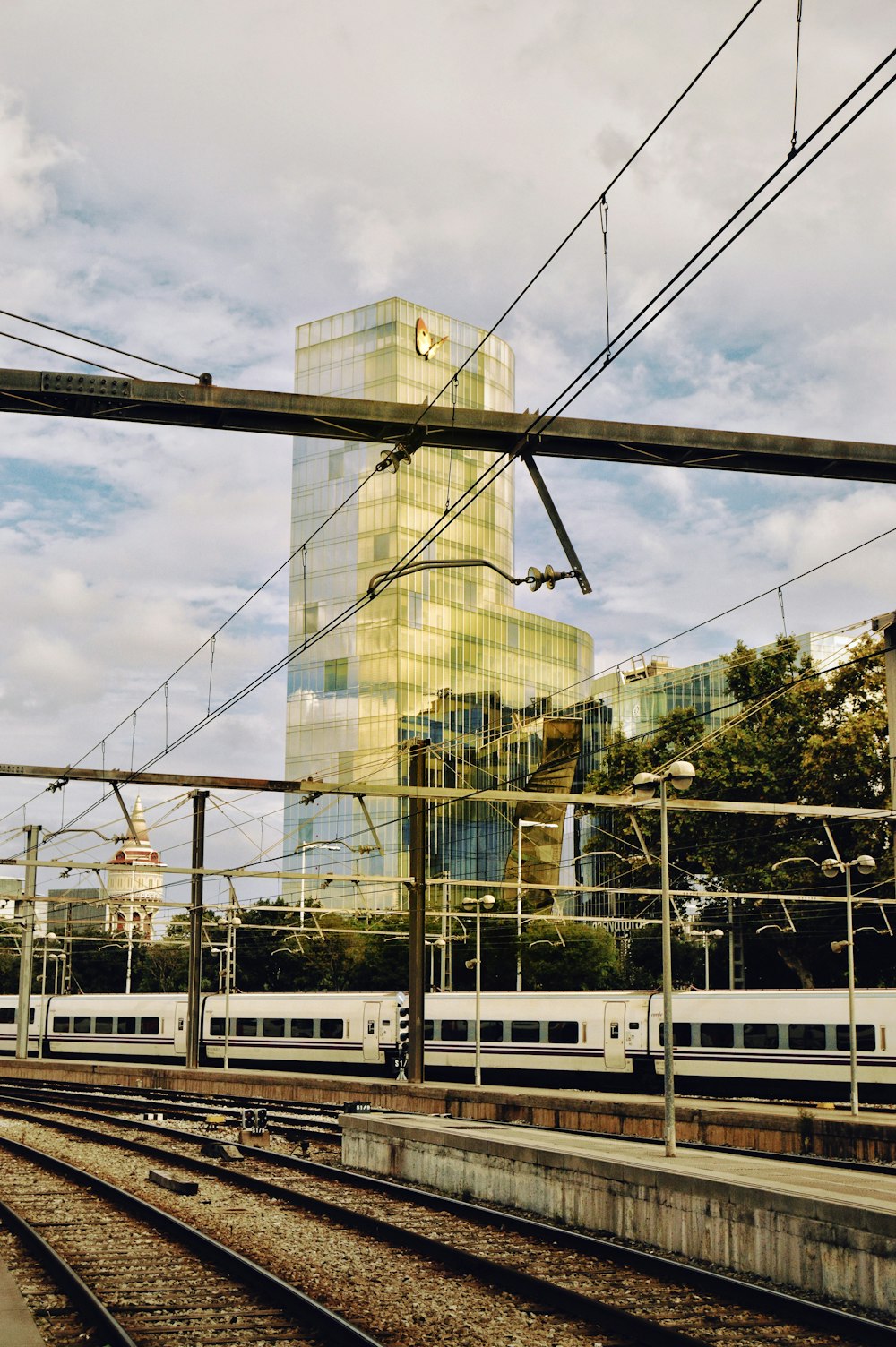 view photography of train station