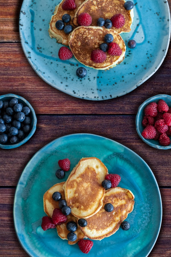 Plate of strawberries and blueberries