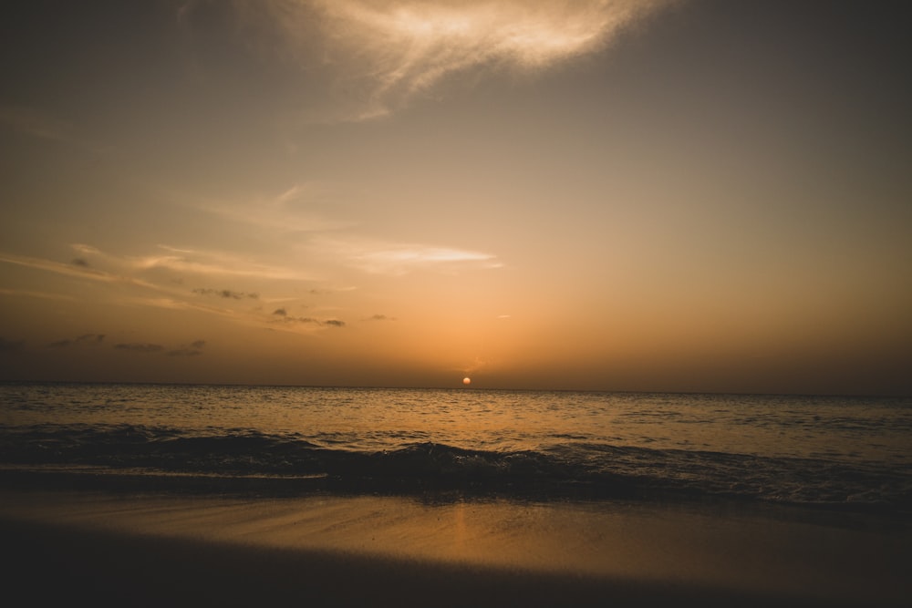 beach line under golden hour