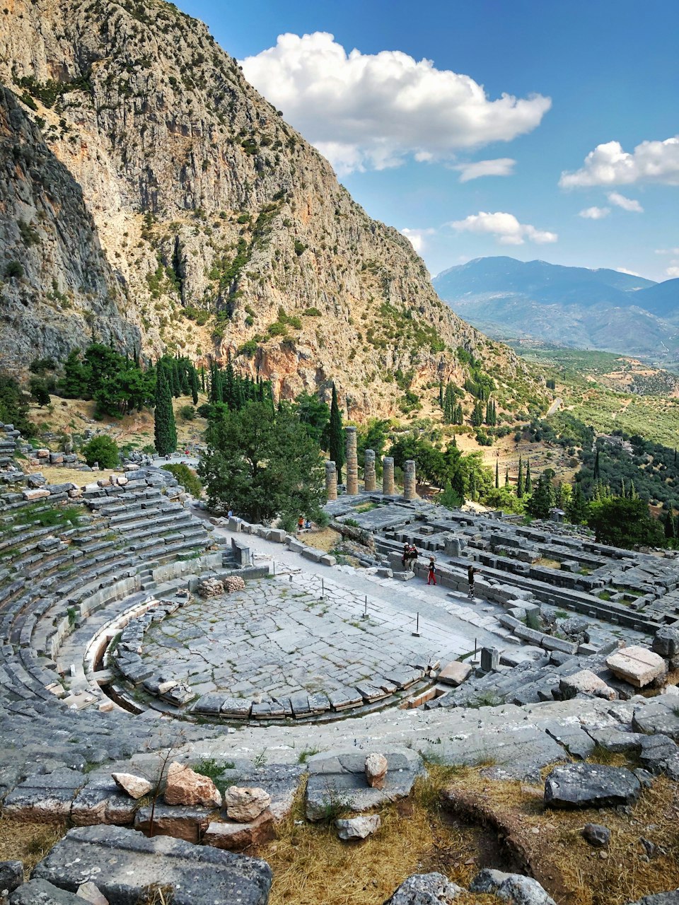 The archaeological site of Delphi set into the slopes of Mount Parnassus