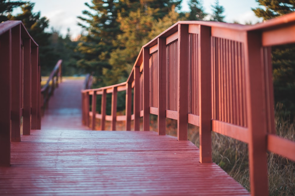 red wooden bridge