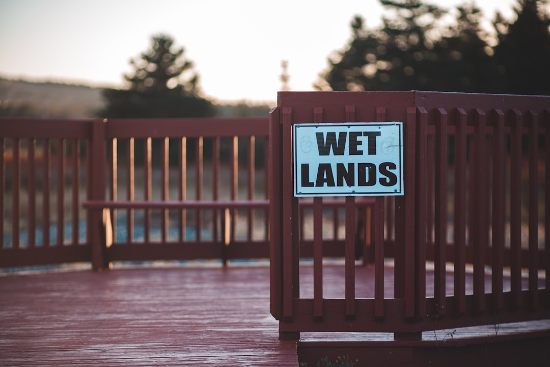 patio platform with wet lands signage