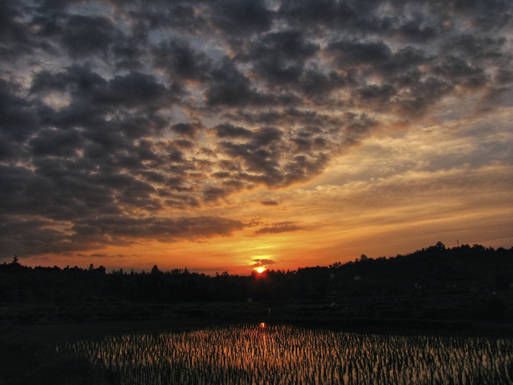 wide angle photo of sunrise